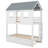 Twin Size House Bunk Bed With Trundle,Roof And Windows
