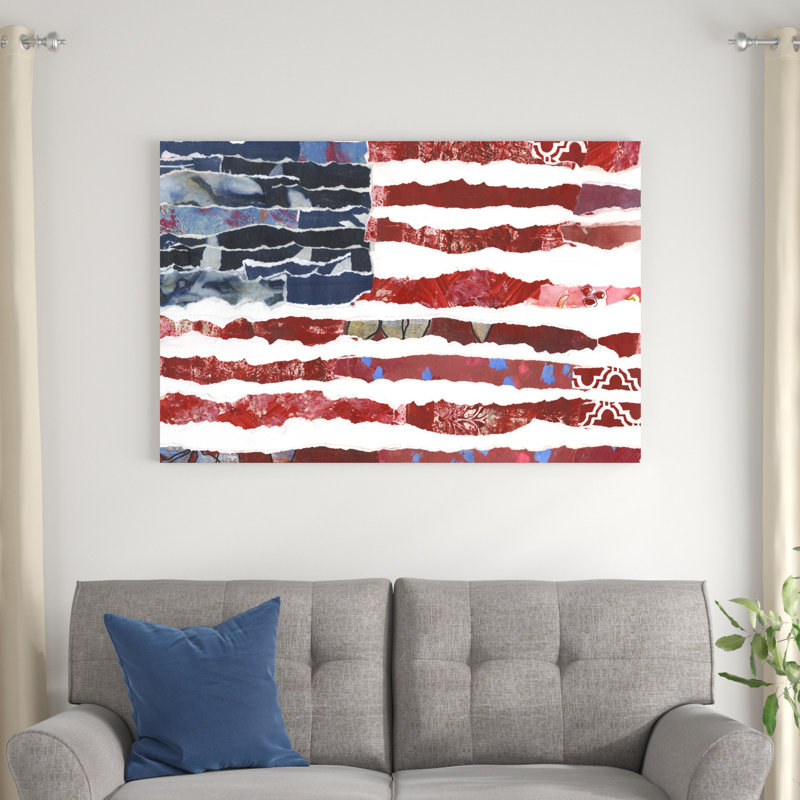 Drapeau patriotique collage II, H 32 po x l 48 po x P 1,25 po