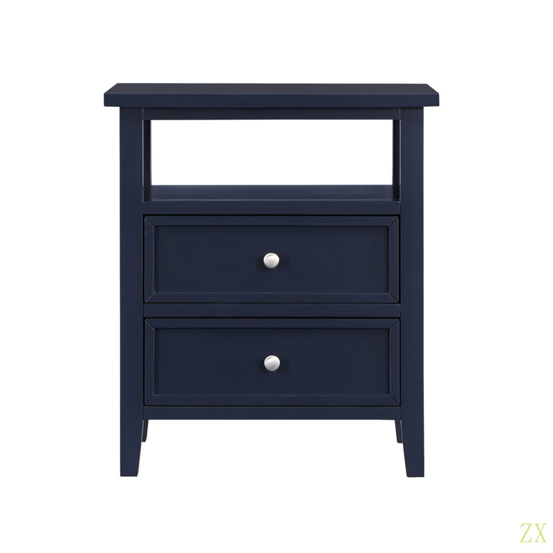 Table de chevet 2 tiroirs Weston Midnight, Bleu