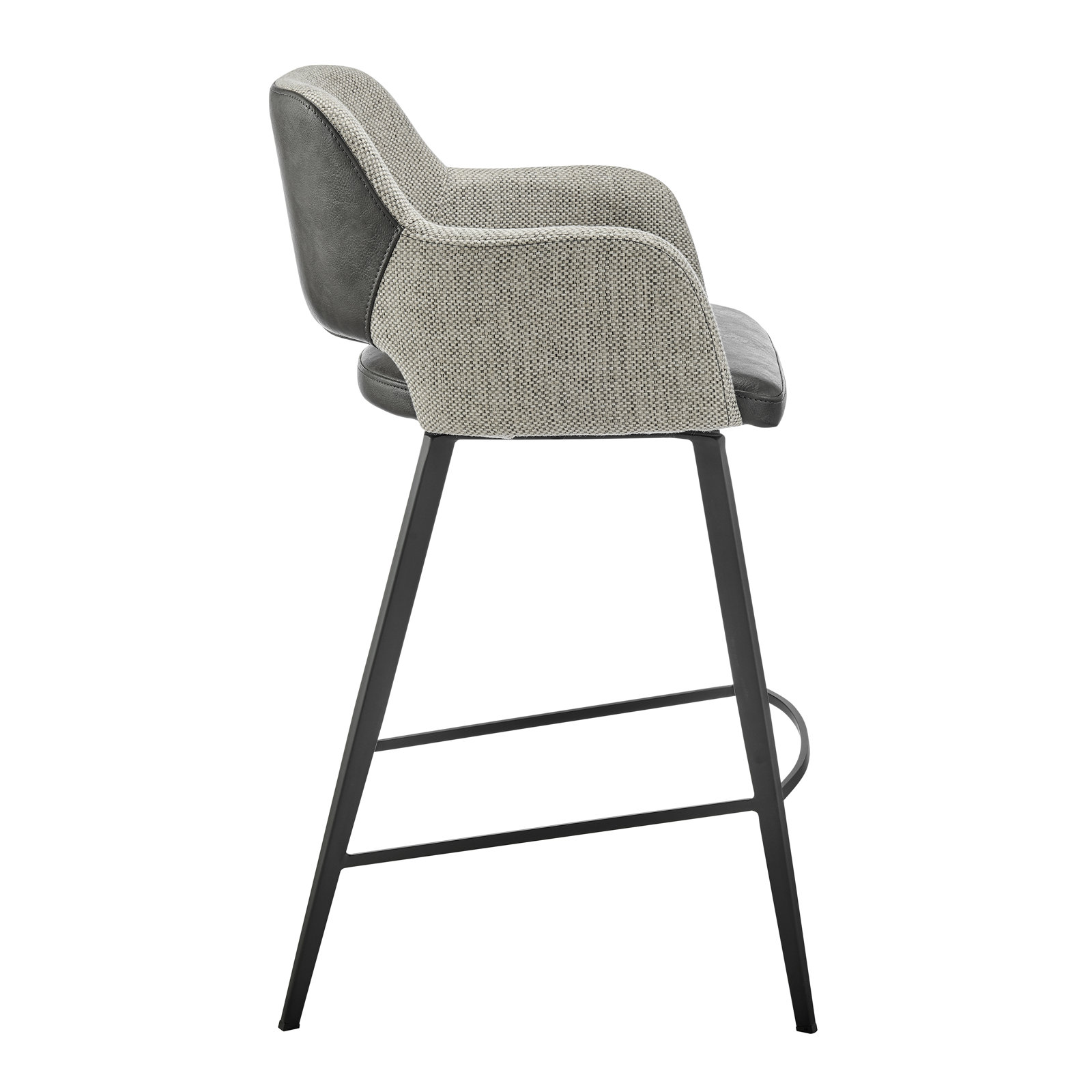 Ivonne Swivel Bar and Counter Stool, Dark Gray Faux Leather, Counter Stool (25.6” Seat Height)