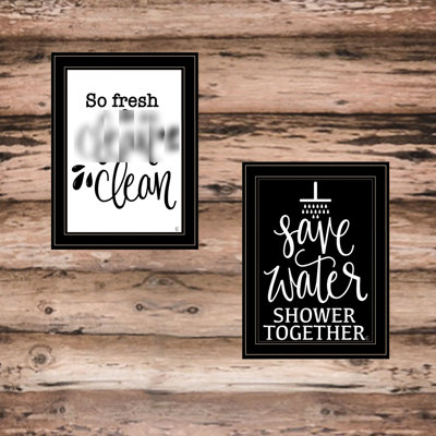 "Multicolor 'Clean/Shower Together' 2 , Ready To Hang In Black Frame, Paper By Fearfully Made Creations "Fearfully Creations' Print Multicolor Paper, For Hanging