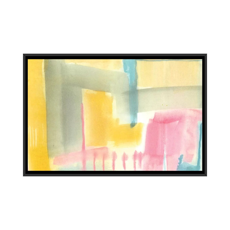 « pastel luxe ii », reproduction sur toile, H 18 po x l 26 po x P 1,5 po, Toile avec cadre noir, Pas de tapis