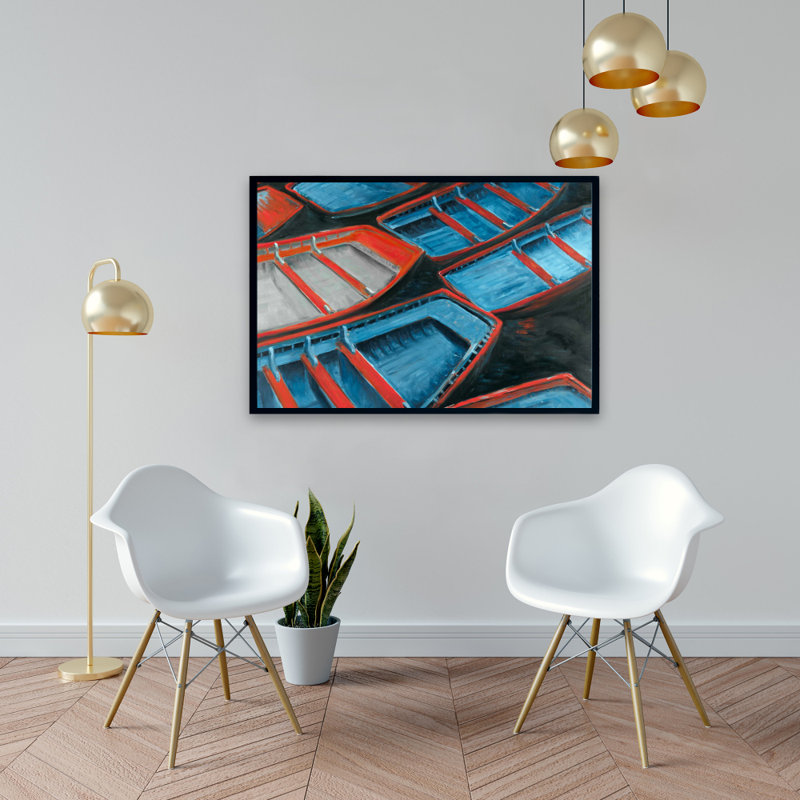 " Small Blue And Red Canoes "