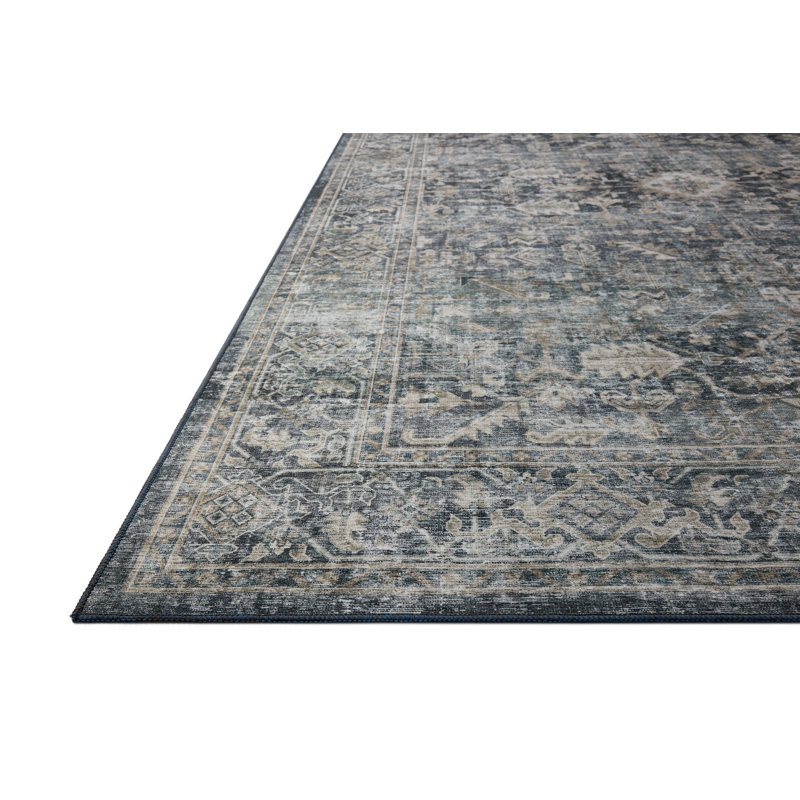 Amber Lewis Ocean and Natural Washable Geometric Wool Rug