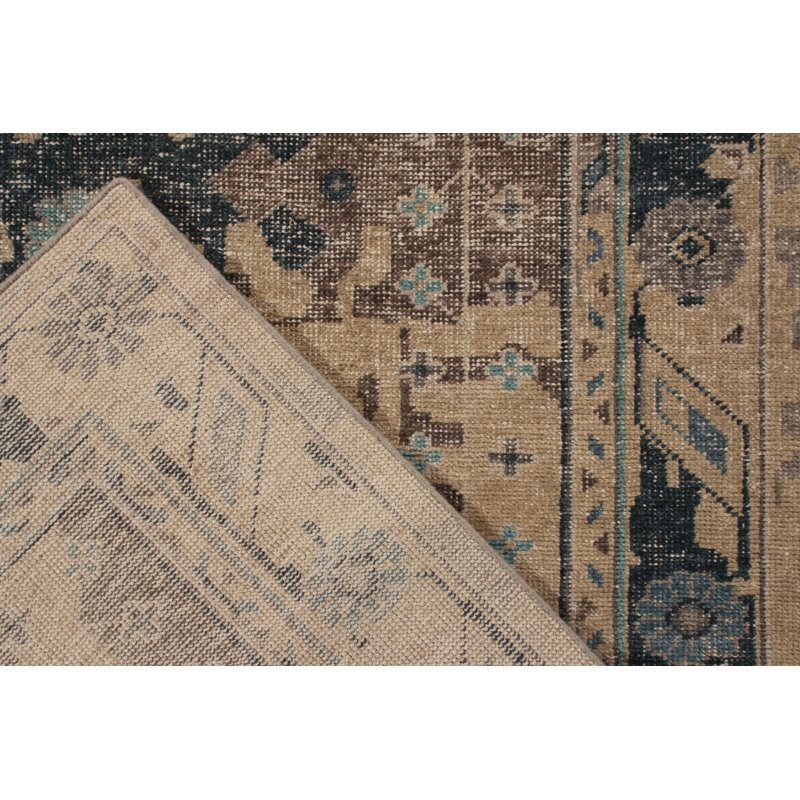 Distressed Homage Hand Knotted Wool Geometric Area Rug, Rectangle 8' x 10'