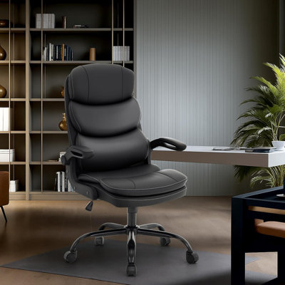Ergonomic Office Chair High Back With Lumbar Support, Pu Leather Executive Desk Chair,computer Gaming Chair by Inbox Zero