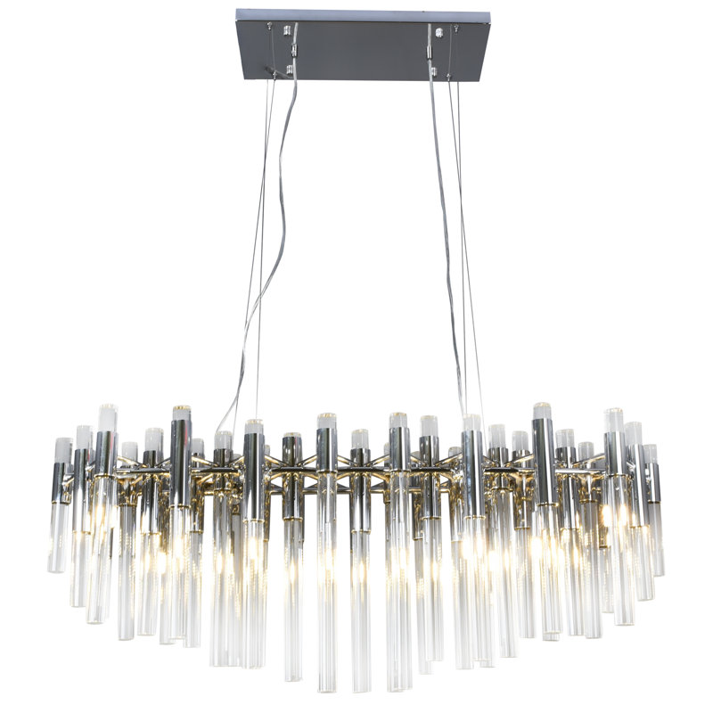 Lustre géométrique unique à 16 lumières Galvan, Chrome