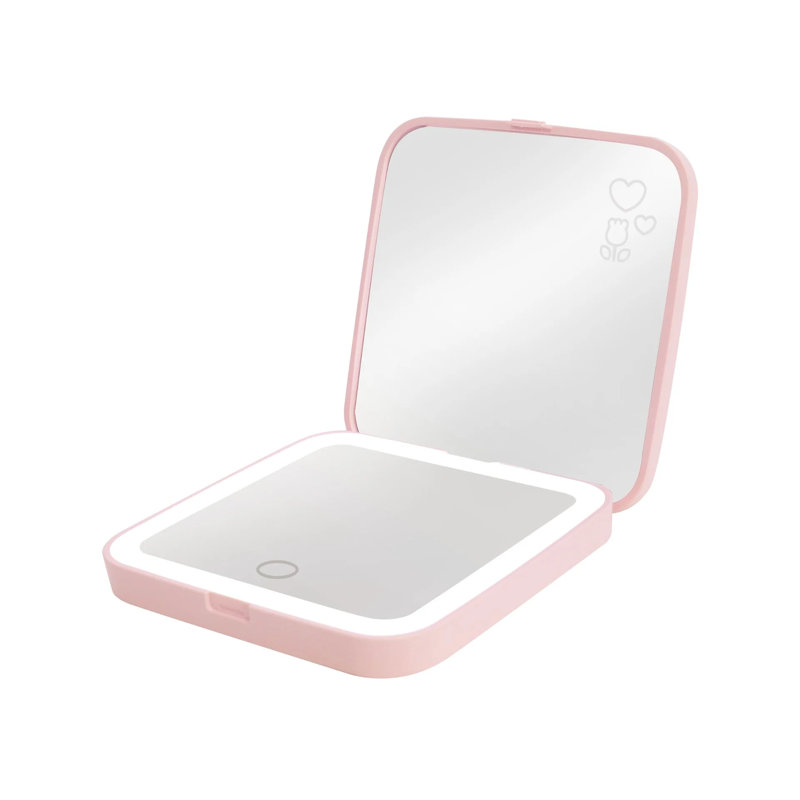 Hello Kitty Floral Fun LED Compact Mirror with Artwork Design and Dual Magnified Purse Mirror, Makeup Mirror with Soft Touch Sensor, Portable Design, Adjustable Brightness