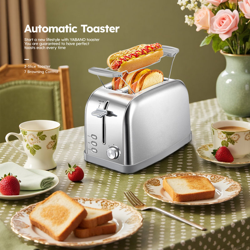 Retro 2 Slice Bagel Toaster, Extra Wide Slots, 7 Shade Settings with Defrost/Bagel/Cancel Functions, Removable Crumb Tray, Stainless Steel Silver Retro Toaster for Kitchen