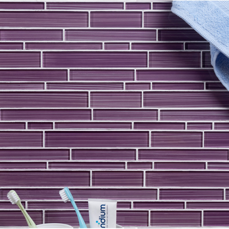 Carreau de mosaïque linéaire en verre peint à la main de qualité supérieure, Violet