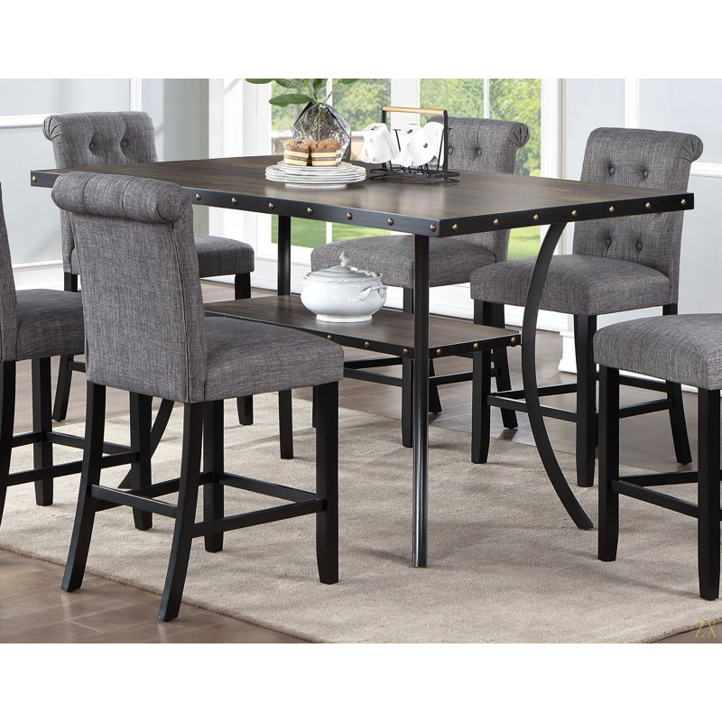 Table de salle à manger 6x Chaises hautes rectangulaires en tissu gris anthracite