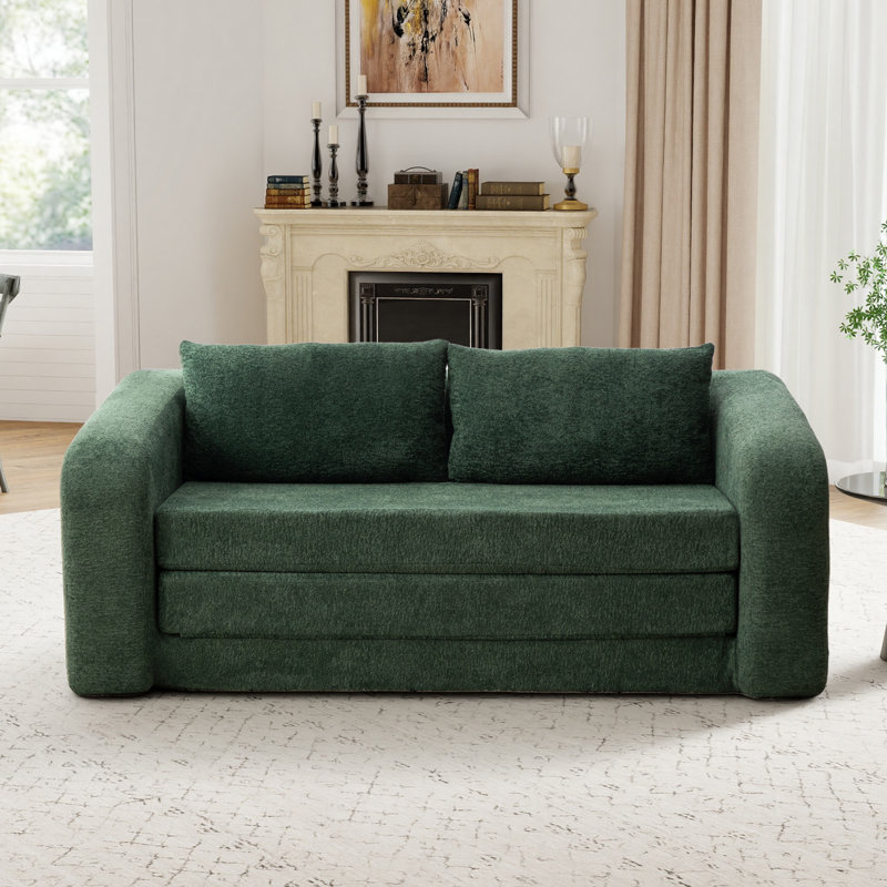 Canapé-lit convertible 2-en-1 avec oreiller Boneless l 71 po, Vert