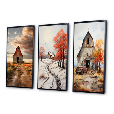 " Barns Rustic Charm IV " 3 - Pieces