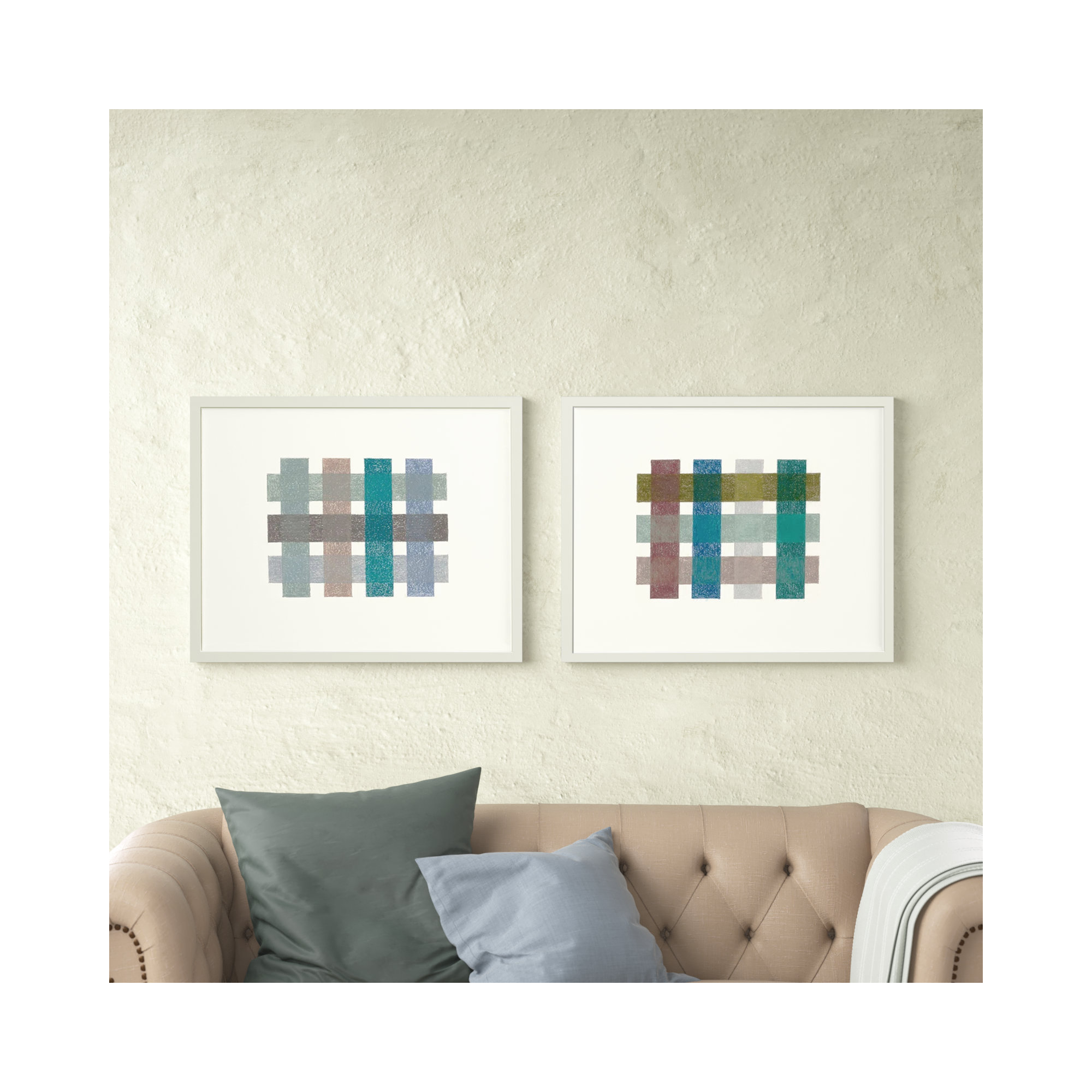 Gridlock Horizontal by Beth James, White Framed, 24'' H x 60'' W x 1.25'' D
