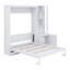 Lit escamotable avec plusieurs tablettes de rangement et une armoire
