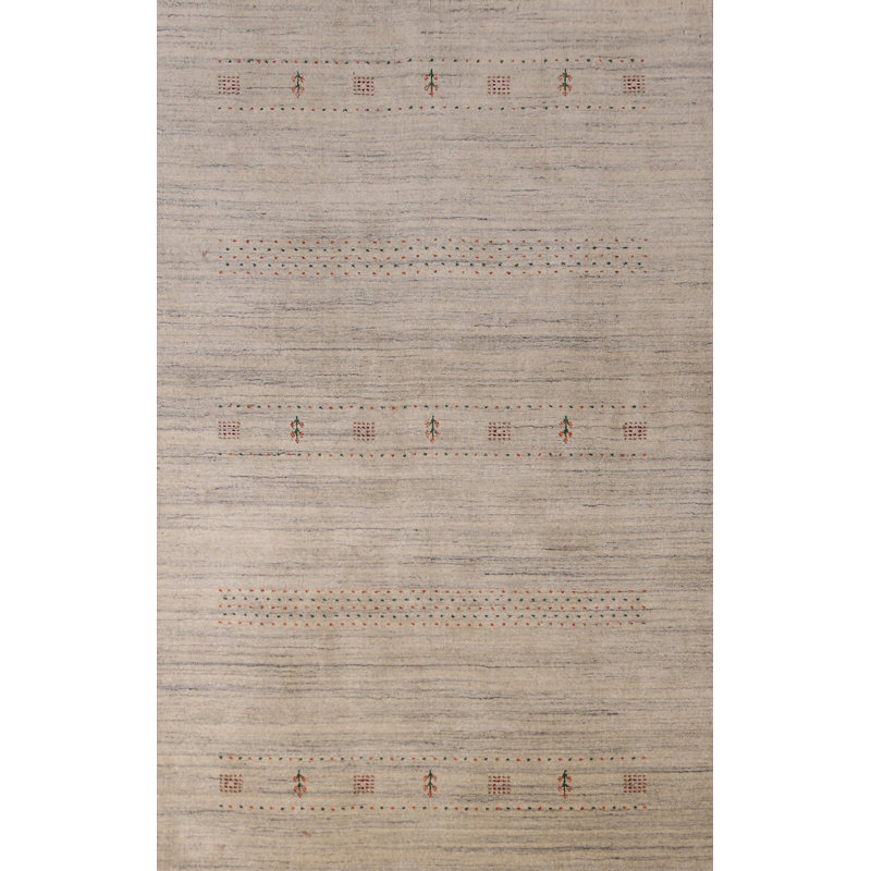 Tapis vert fait à la main de style Gabbeh 5 x 8 po
