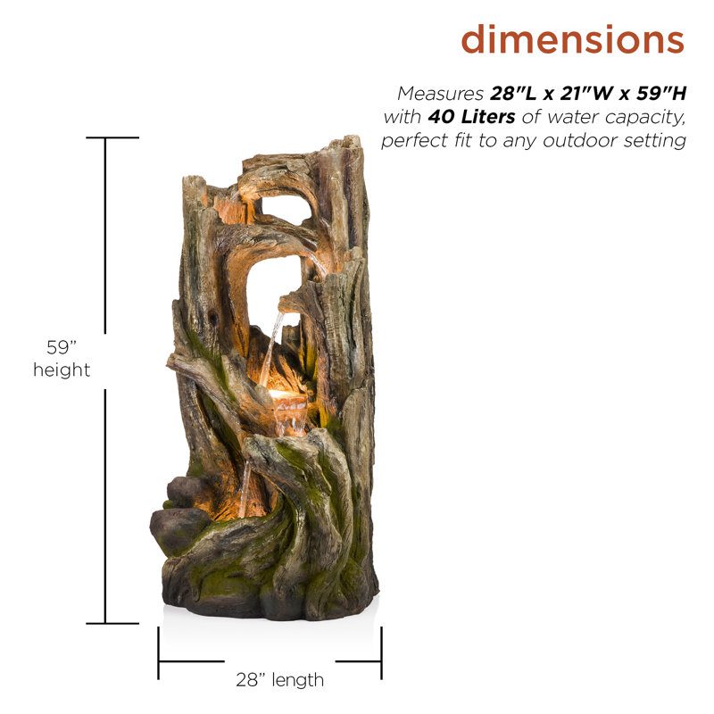 Jaason Fountain with Light, 59" H x 21" W x 28" D