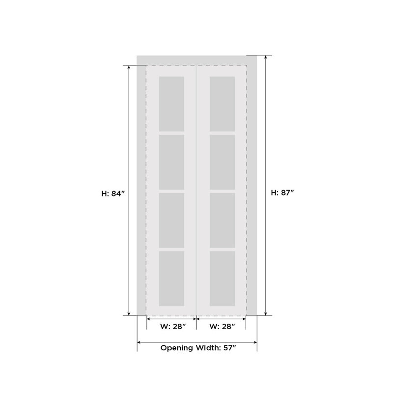 Porte standard à panneaux en bois massif, 56 po x 84 po