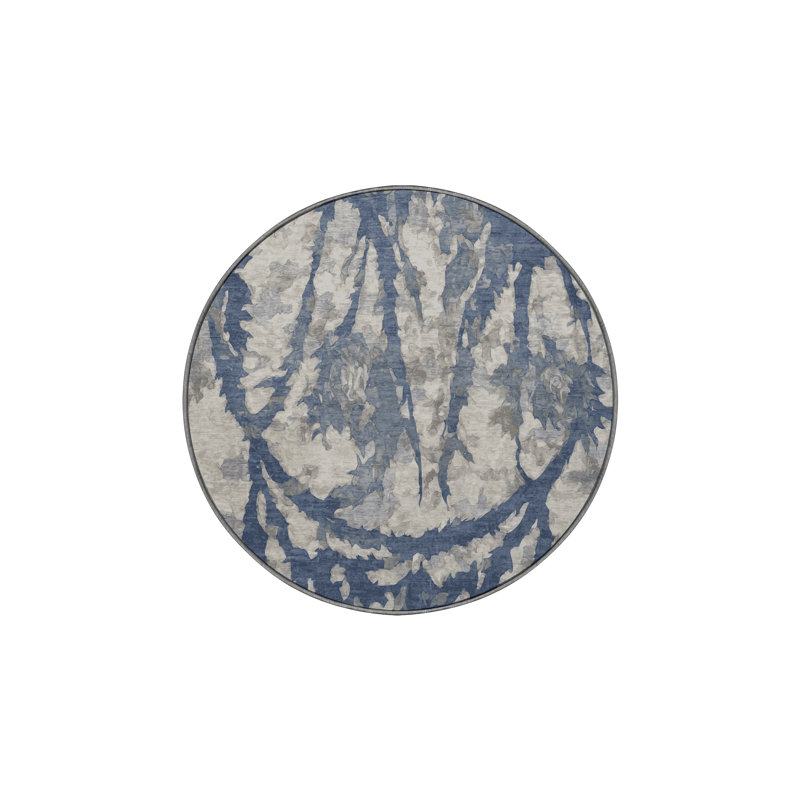 Tapis gris soyeux et moelleux, Rond 8 pi