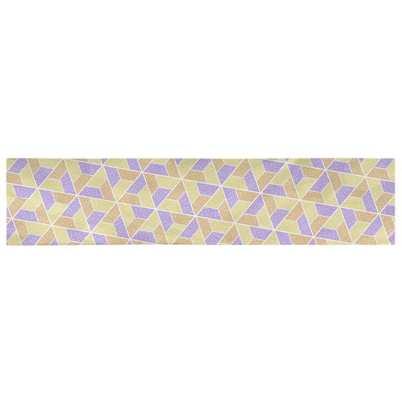 Chemin de table Avicia, 72 po x 16 po, Jaune/Orange/Mauve, Coton