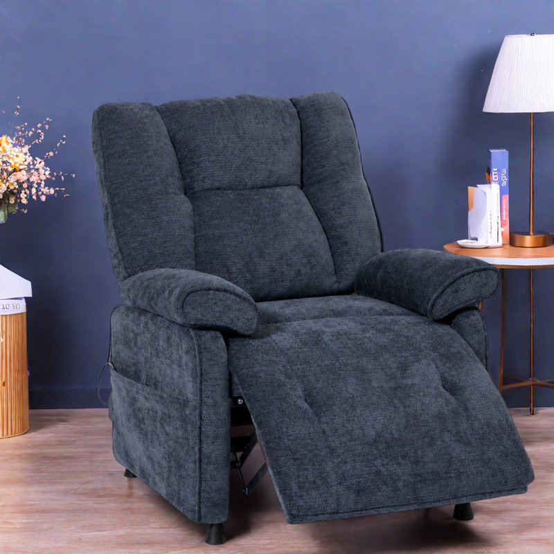 Fauteuils inclinables électriques réglables avec rangement, en chenille bleue, pour salon moderne, Blue