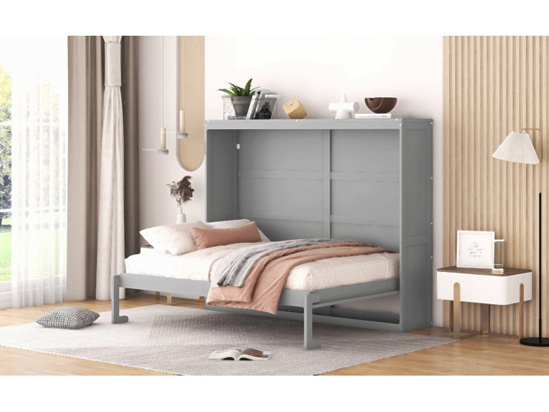 Lit escamotable Murphy, Gris, Lit double