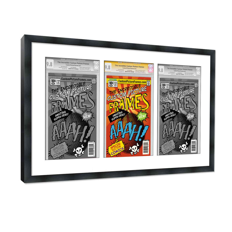 Wood Picture Frame with Mat, Black/White