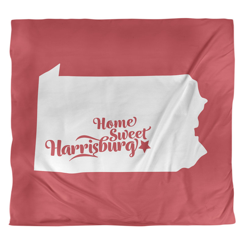 Housse de couette réversible simple Harrisburg Pennsylvania, Polyester brossé, Housse de couette pour très grand lit, Rouge