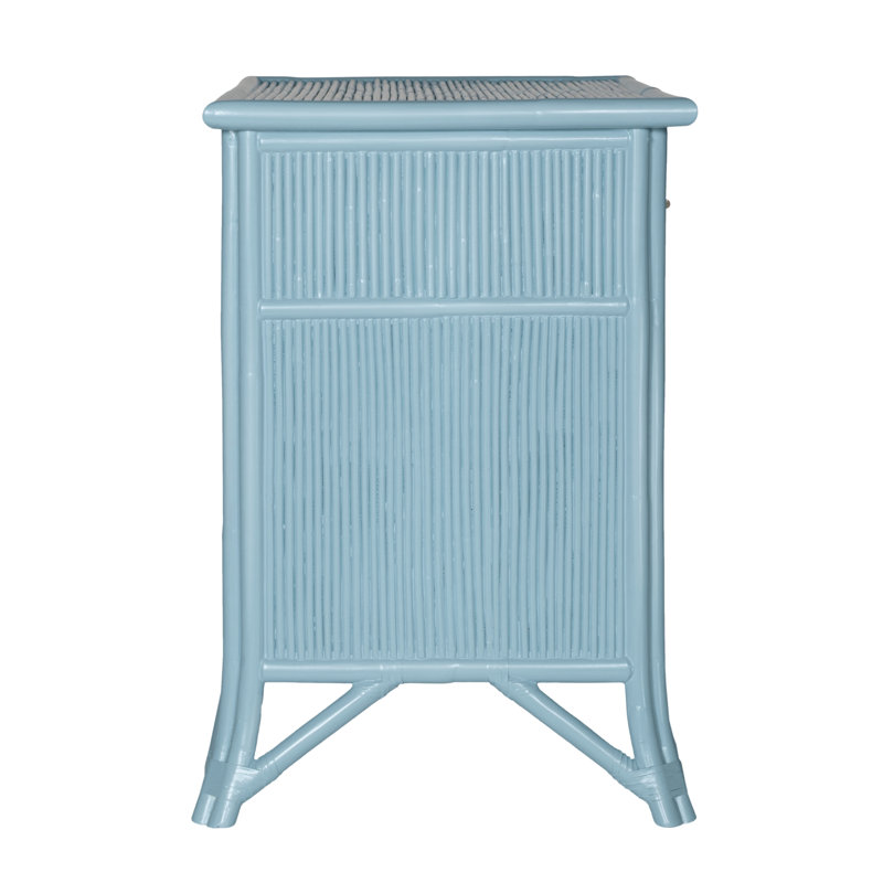 1 - Drawer Rattan Nightstand, Pool Blue