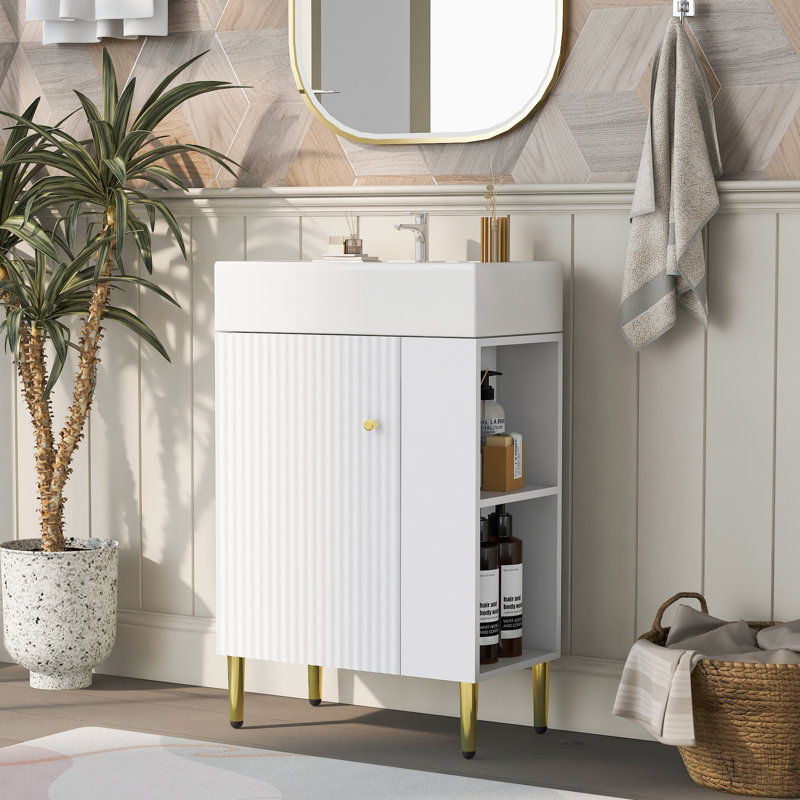 Natchez 21.6'' Single Bathroom Vanity with Ceramic Top, White