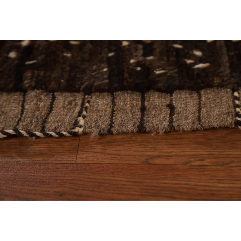Tapis oriental marocain brun / ivoire fabriqué à la main 7 x 10