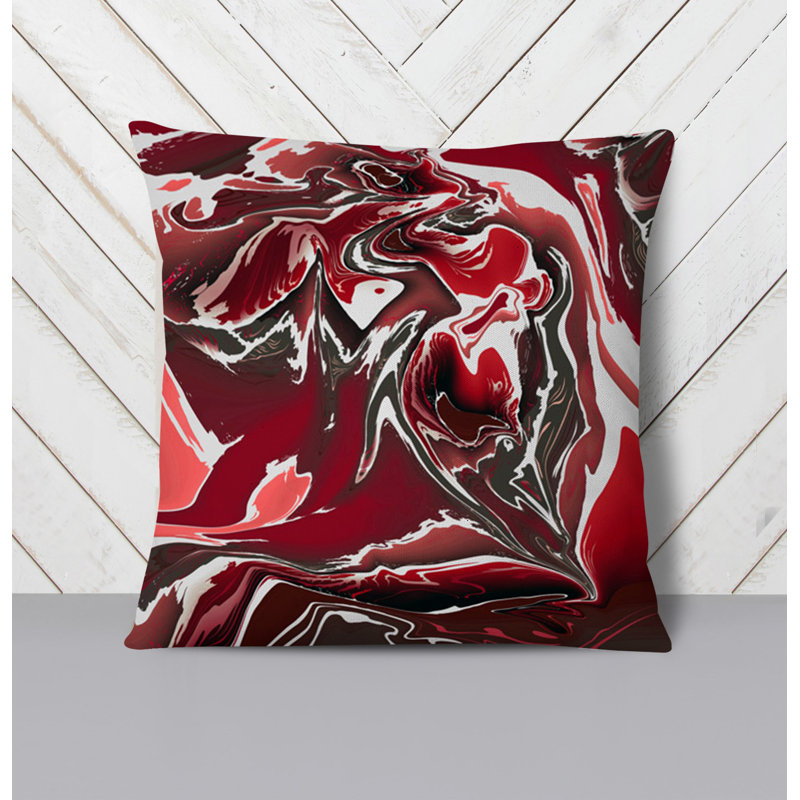 Throw Pillow With Insert, 20"H x 20"W, Red Abstract 3