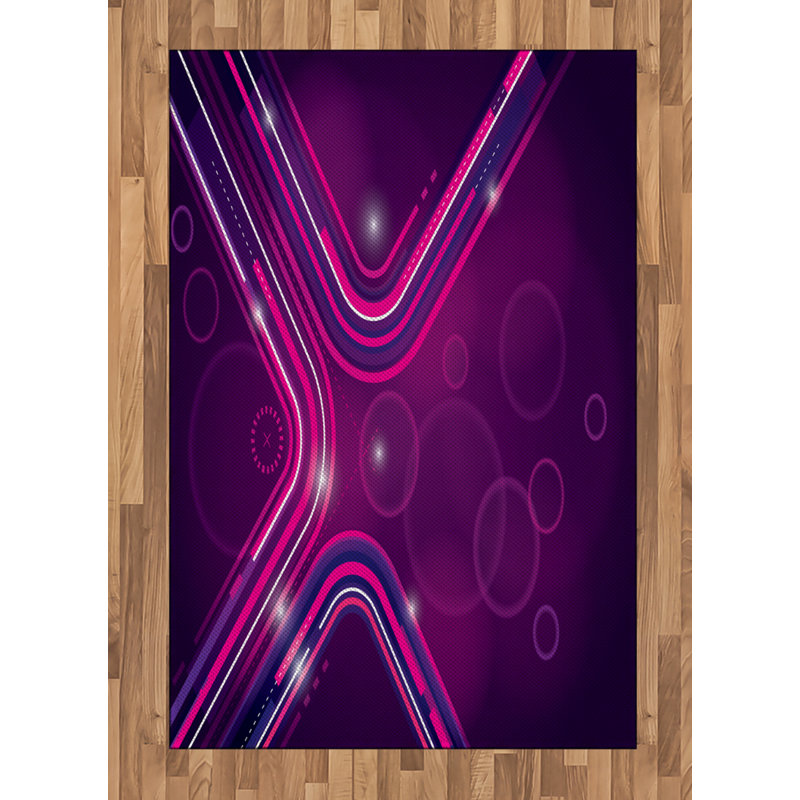 Eggplant High Density Long Fiber Poly Threads Decorative Area Rug Carpet, Rectangle 4' x 5'8"