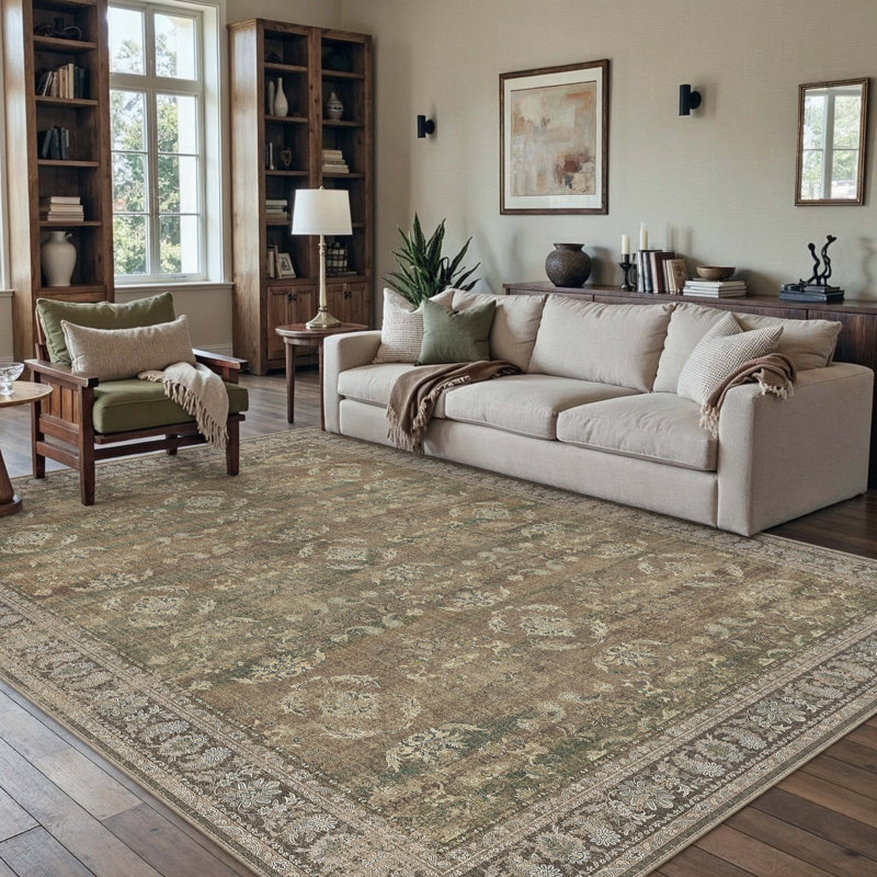 Kitty Machine Washable Oriental Area Rug for Living Room with Non-Slip Backing, Rectangle 5' x 7'