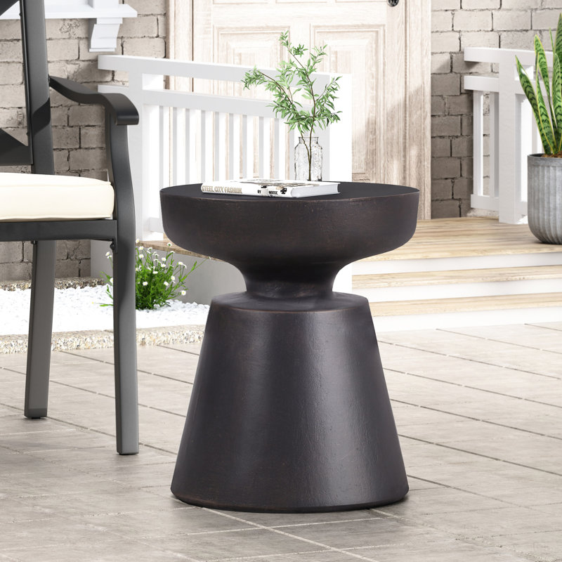 Table d'appoint de patio en béton léger, cuivre, moderne et élégant, sans assemblage, finition en cuivre peu encombrante, fonctionnel élégant, assemblage