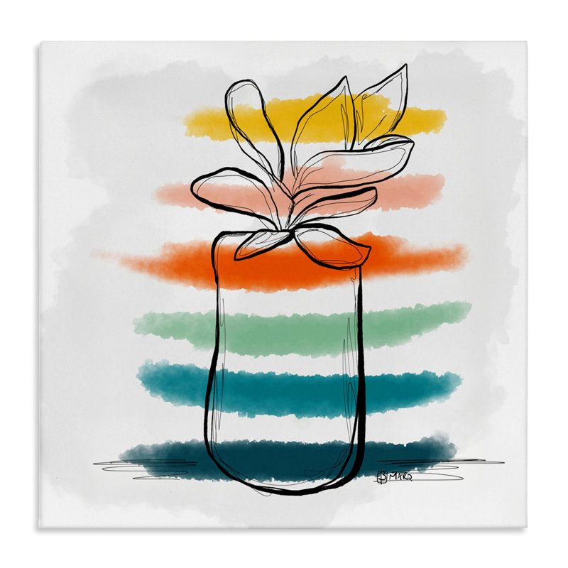 Plante avec des rayures colorées, design par Beki Marquardt, H 17 po x l 17 po