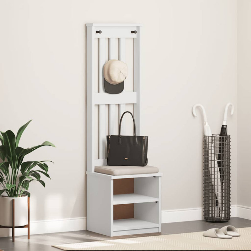 Hall Tree SANDNES 45X40x159.5 Cm Solid Wood Pine, White