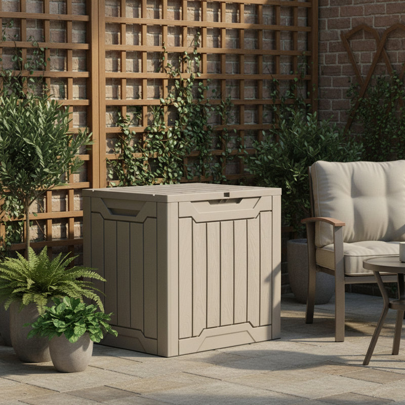 31 Gallon Outdoor Resin Deck Box with Lockable Design for Patio Cushions, Garden Tools