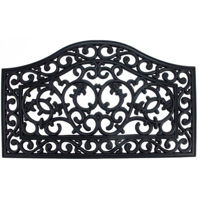 Black Scroll with Curved Top Rectangular Door Mat 29.5" x 17.75"