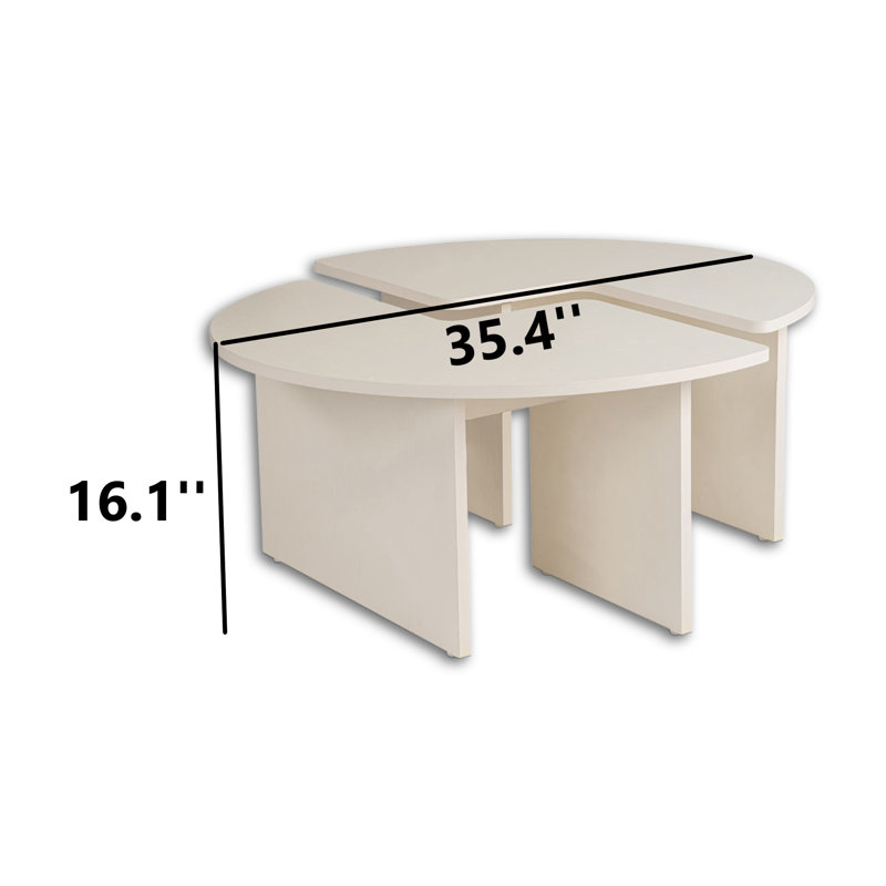 Ensemble de tables basses gigognes 2 pièces, Bois blanc