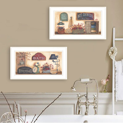 Bath 2-Piece Vignette Framed Wall Art for Living Room, Home Wall Décor by Pam Britton