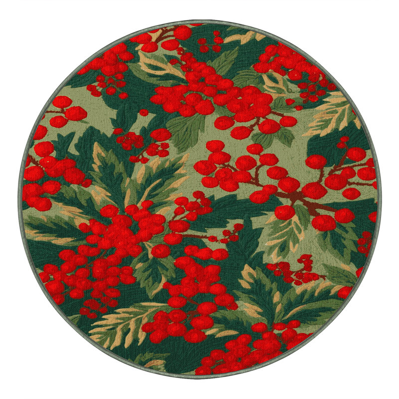 Tapis vert botanique lavable à la machine, Rond 8 pi