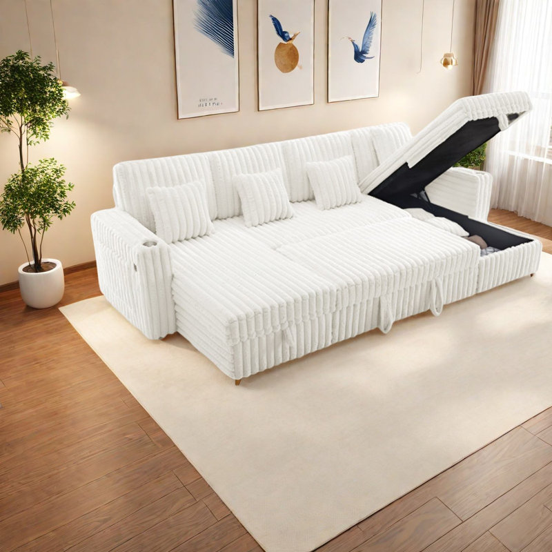Canapé modulaire multifonctionnel en velours côtelé avec rangement et canapé, canapé beige moderne pour la maison
