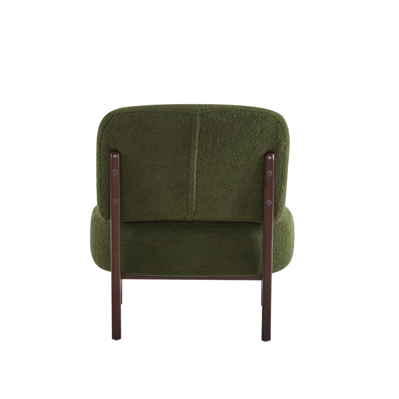 Green Leather Chaise with Solid Wood Frame