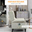 Fauteuil en lin blanc avec massage chauffant et vibrant pour relaxer la chaleur du fauteuil inclinable - Tissu à oreilles simple, repose-pieds et poche latérale, tranquille