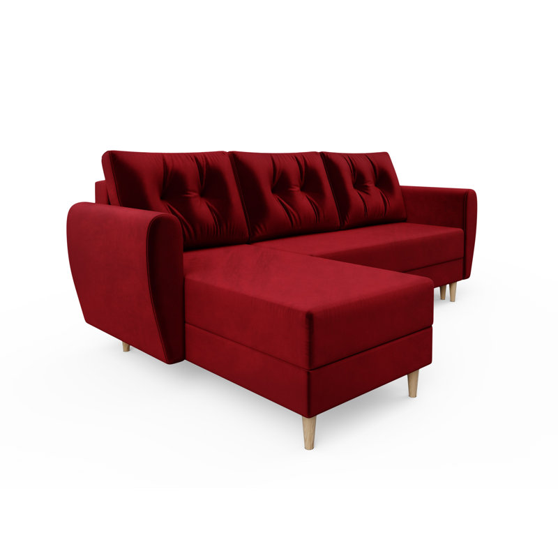 Staffon 3 Seater Corner Sofa , Left -sided, Bordeaux red - Itaka34