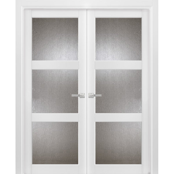 SARTODOORS Lucia Frosted Glass Wood French Doors | Wayfair
