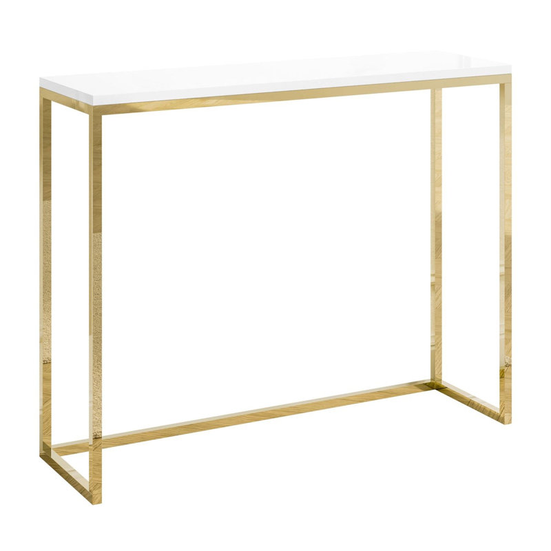 Console Table, 100 cm, gold chrome/ white gloss