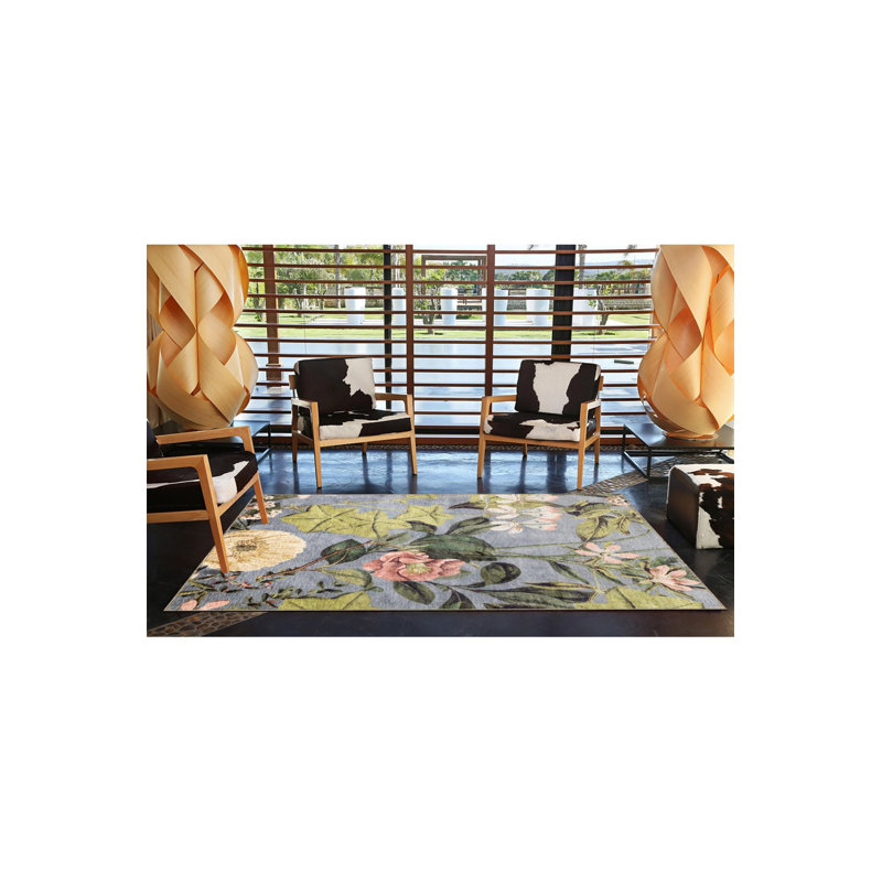 Tapis tissé à motif de feuilles lavables, Sous-tapis rectangulaire 2 pi 4 po x 3 pi 11 po
