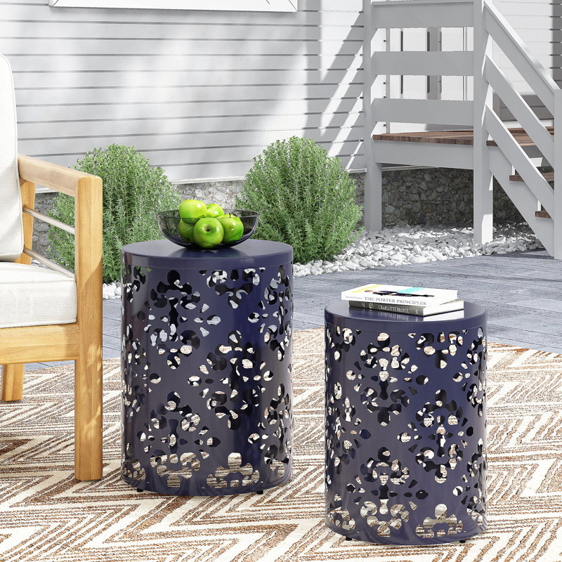 Metal S/2 End Table, Navy Blue